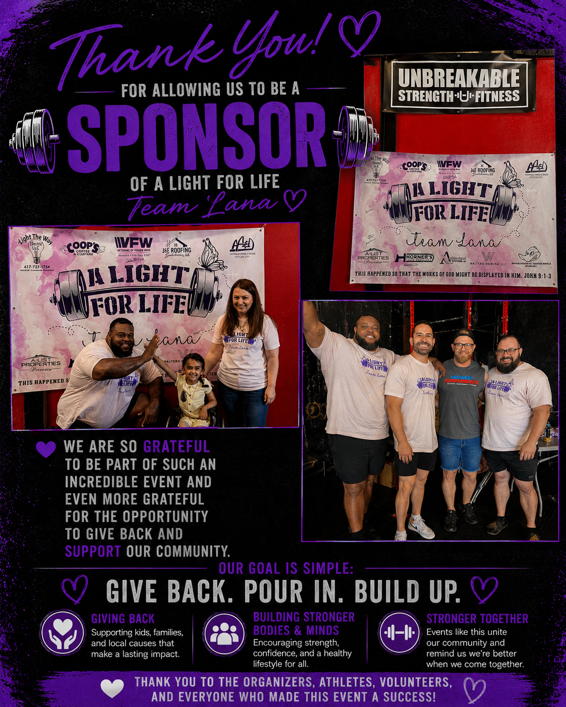 Proud sponsor of A Light For Life — Team Lana