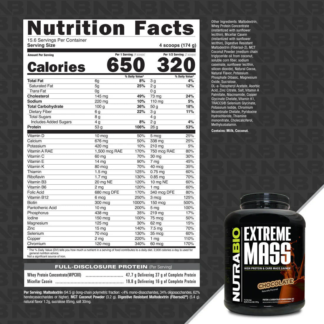 NutraBio Extreme Mass 6lb
