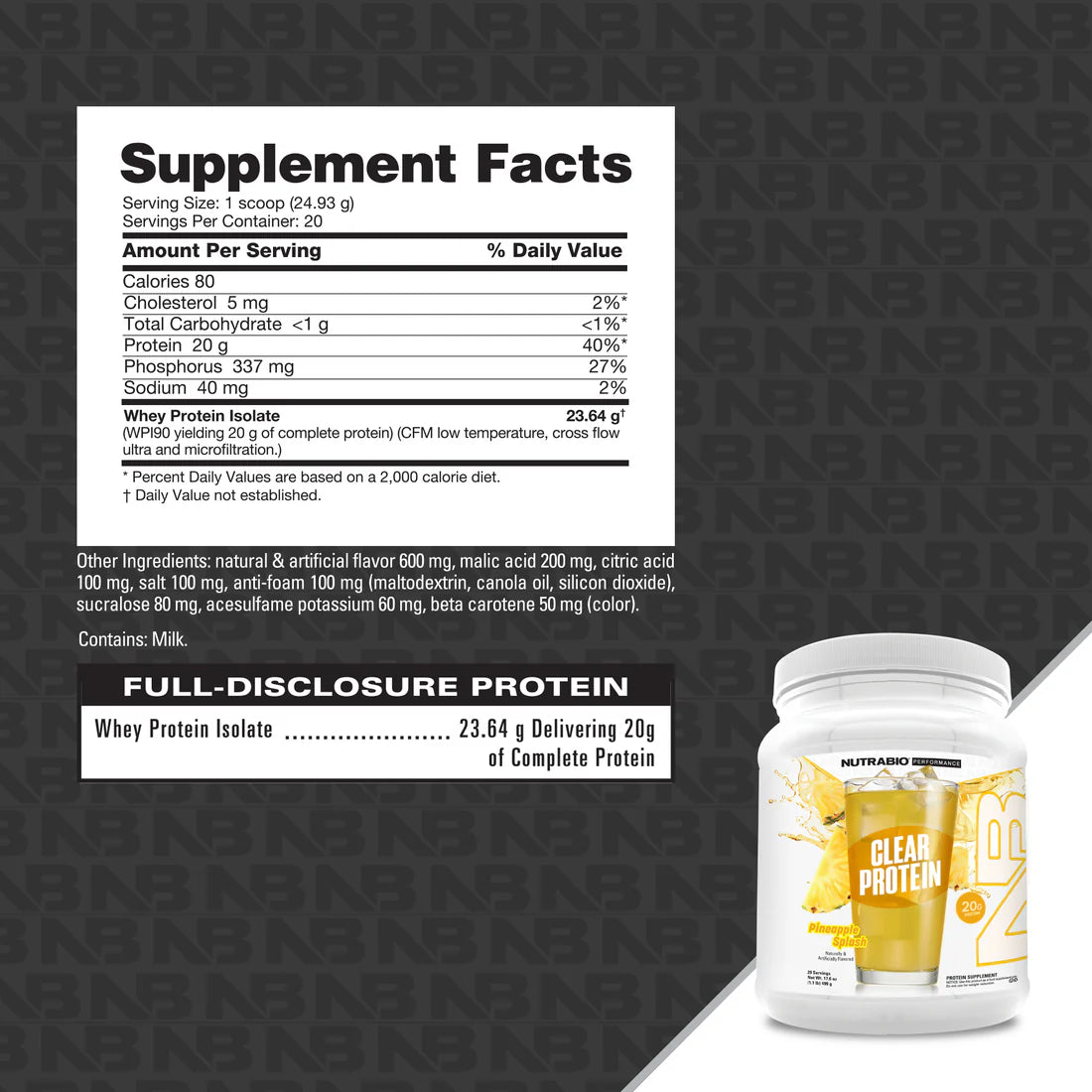 NutraBio Clear Whey Isolate 20 serv